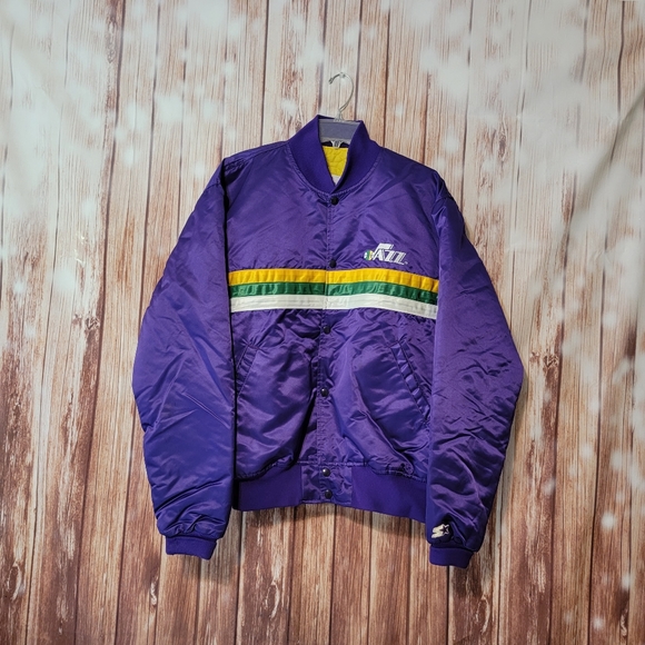 Vtg Utah Jazz Starter Satin NBA Jacket XL - Picture 1 of 4
